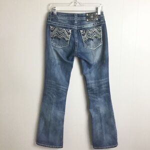 Miss Me Bootcut Jeans Dark Blue Size 28 Woman’s Jewels Pockets Pants